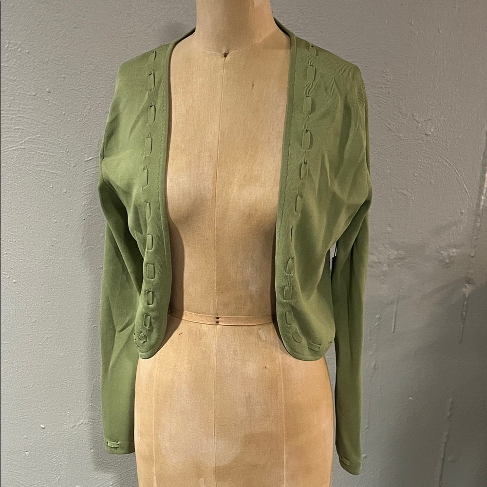 BCBGMaxAzria Light Green Cropped Open Cardigan